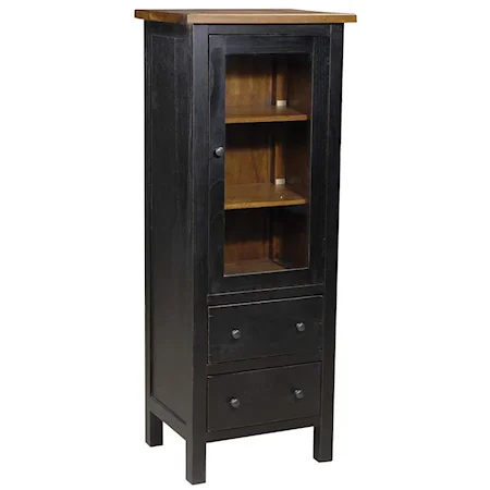 Solid Wood Armoire with Glass Insert Door